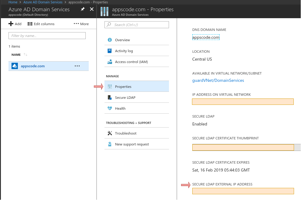 azure-ADDS-properties